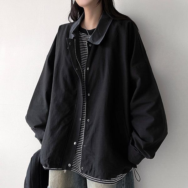 Mackle Boxy Color Collar Jacket