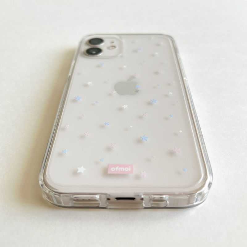 fluffy starry clear jellhard phone case