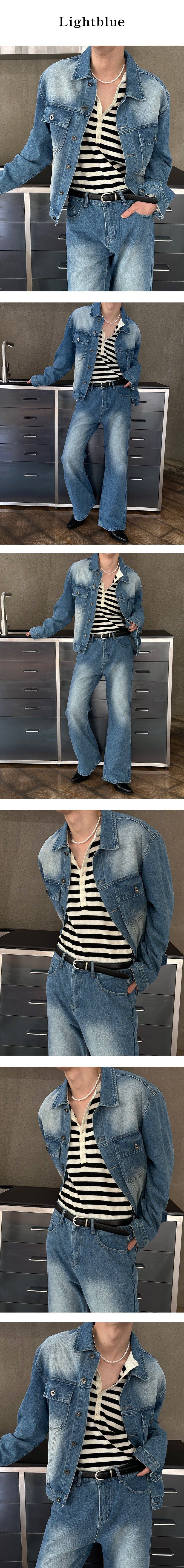 [S/S] Sand washing denim trucker jacket(3color)