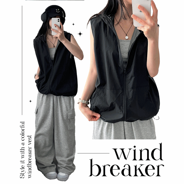 hijjoo（ハイチュー）の「Rumper Barak Nylon Plain Hooded Vest Zip-Up（Tops）」