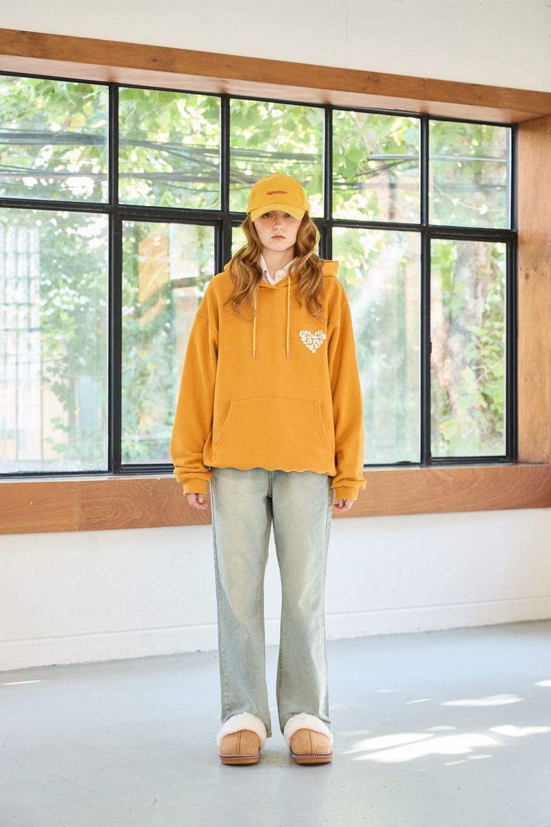 GOODLUCK HEART HOODIE / MUSTARD