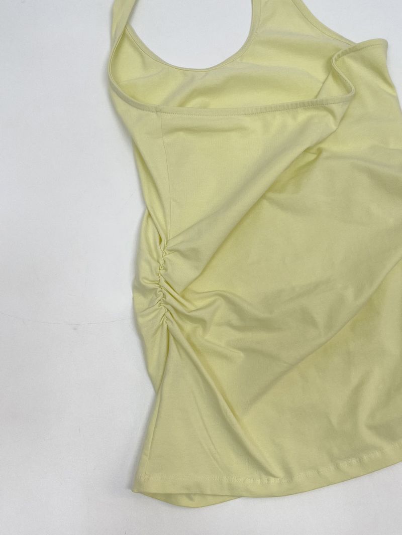 Shirred Halter Neck Long Sleeveless