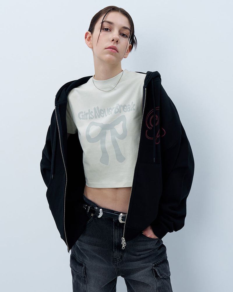 NEVER BREAK CROP TSHIRT-BEIGE