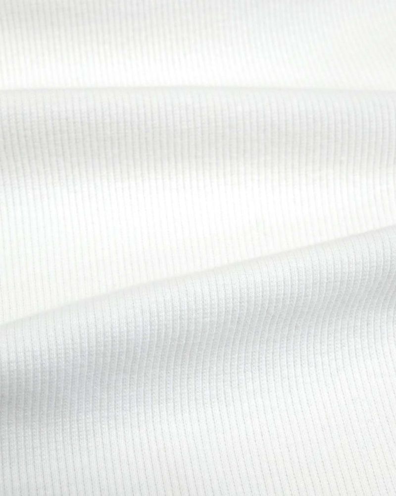 Pocket Henley Neck Ribbed Long Sleeve White