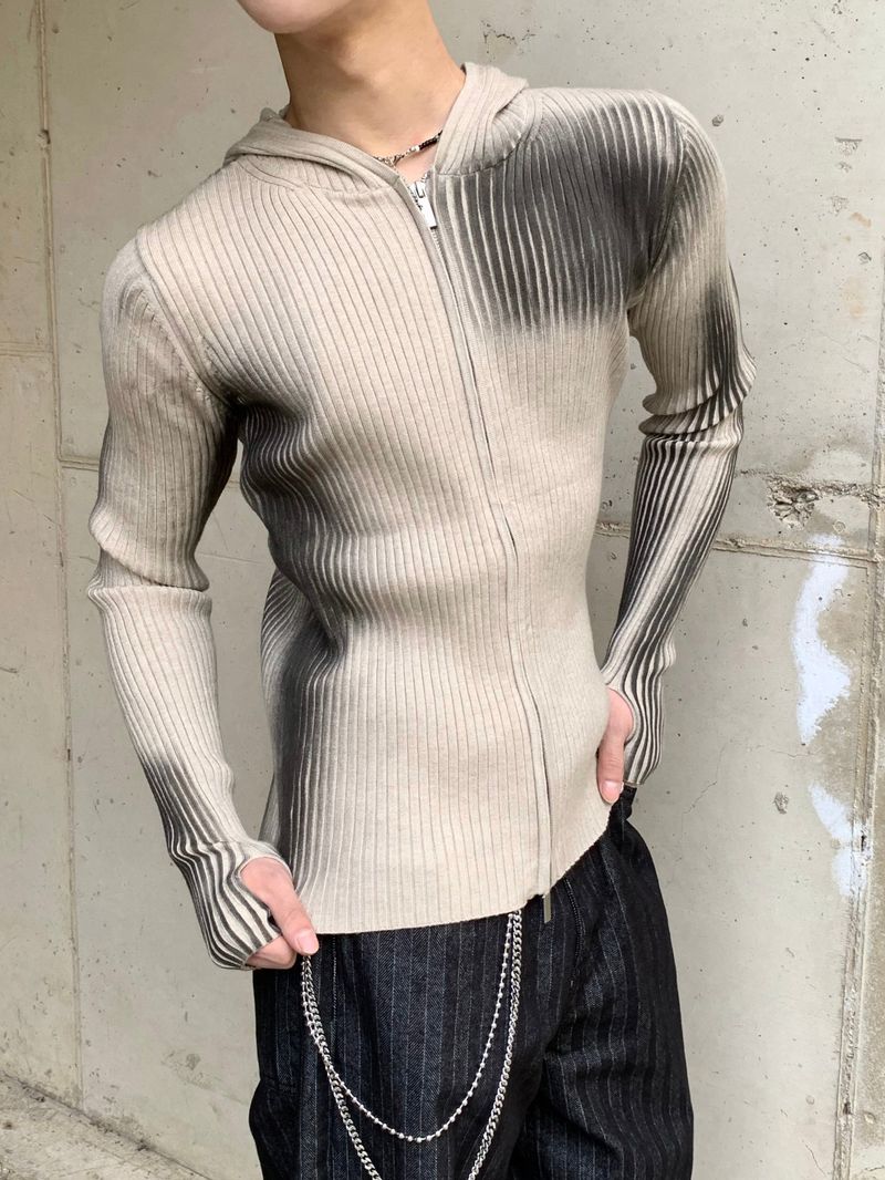 Kennen Spray Hooded Knit Zip-Up 2C