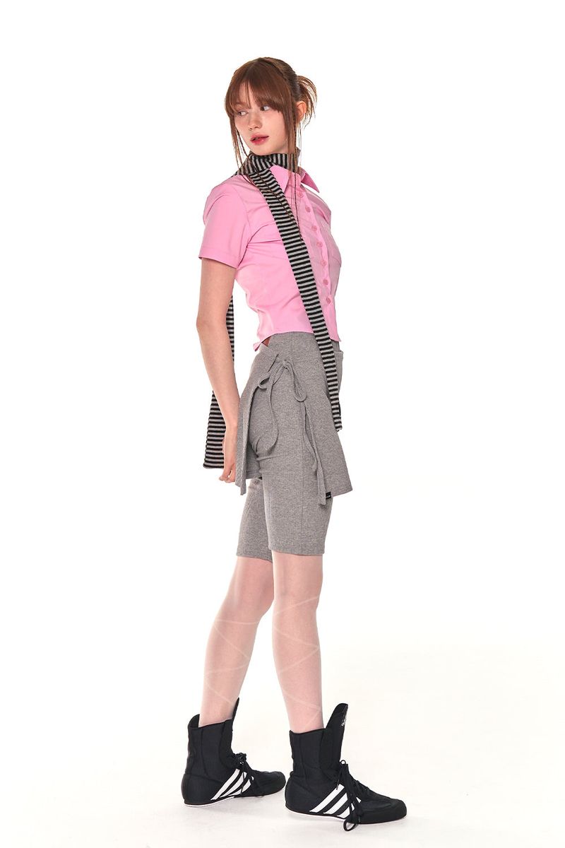 BIKER LAP SKIRT SHORTS (GRAY)