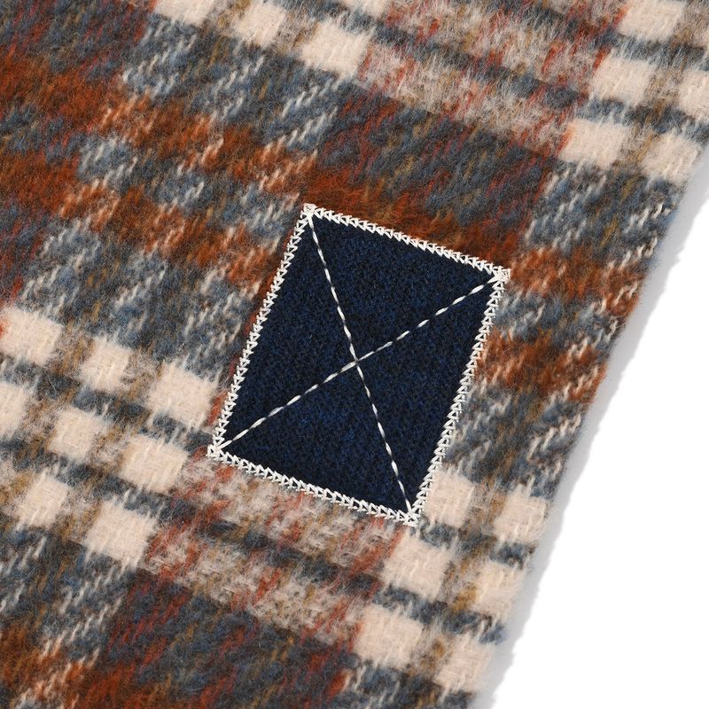 Crochet check muffler / Blue Orange