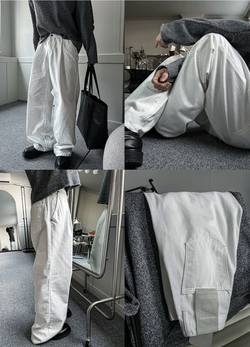 slob white wide denim pants