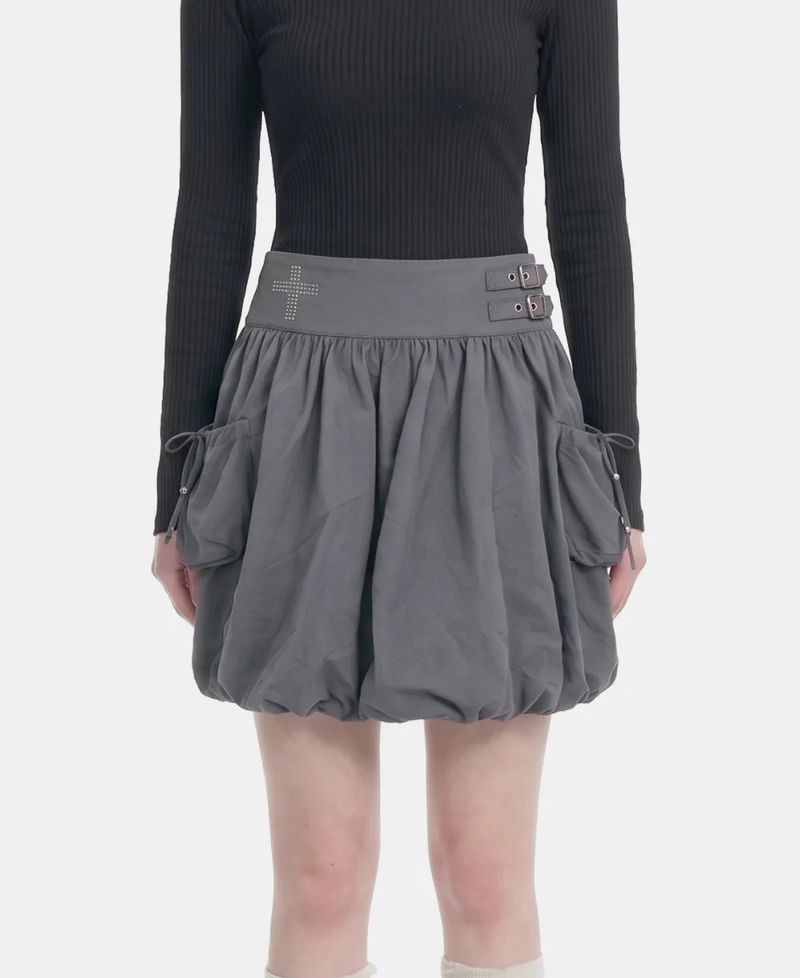 Cross Stud Cargo Balloon Skirt