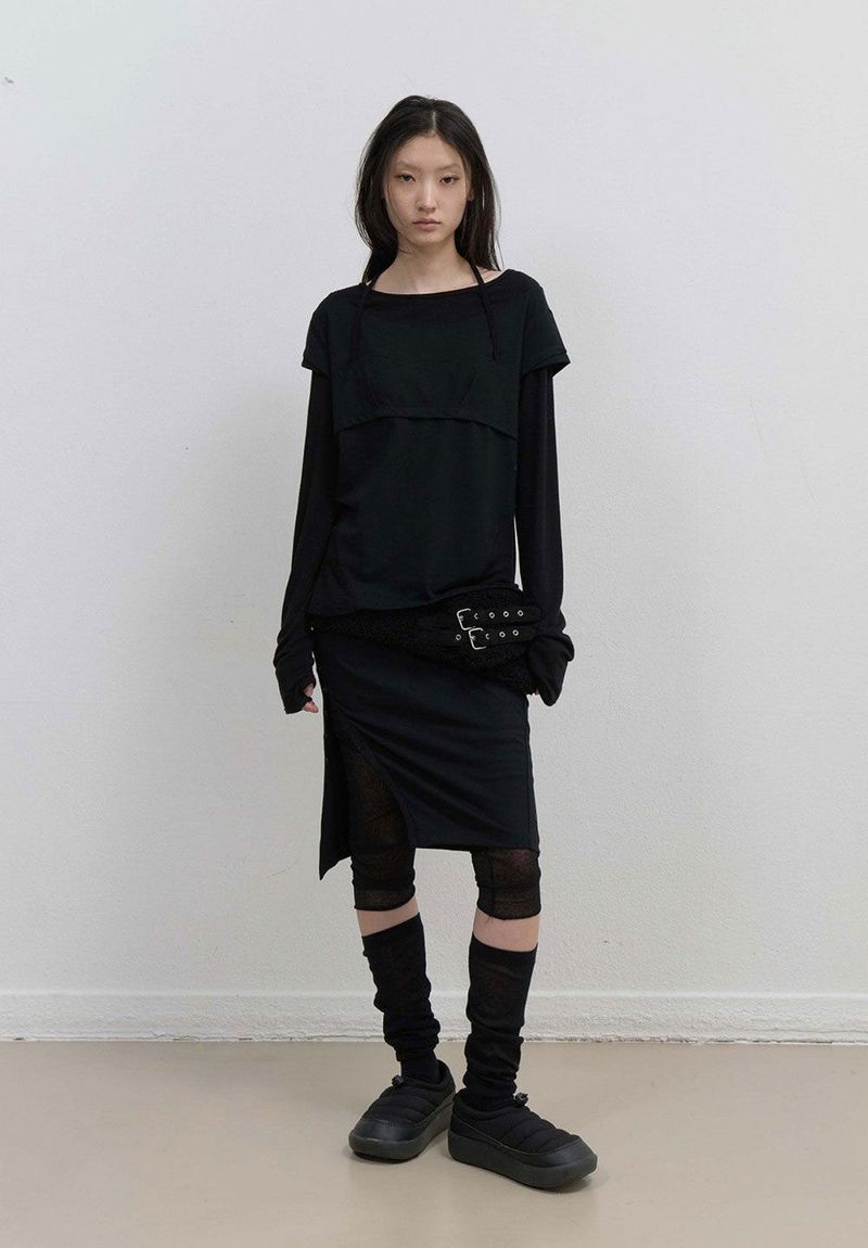 Halter Strap Long Sleeve / Black