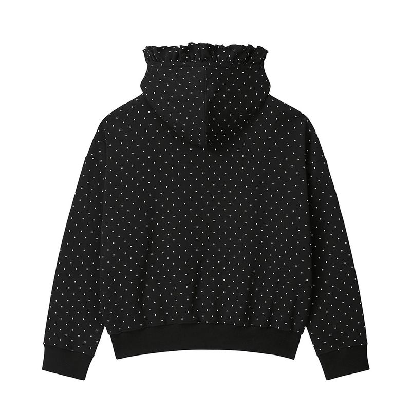 Dot Ruffle Hoodie - BLACK