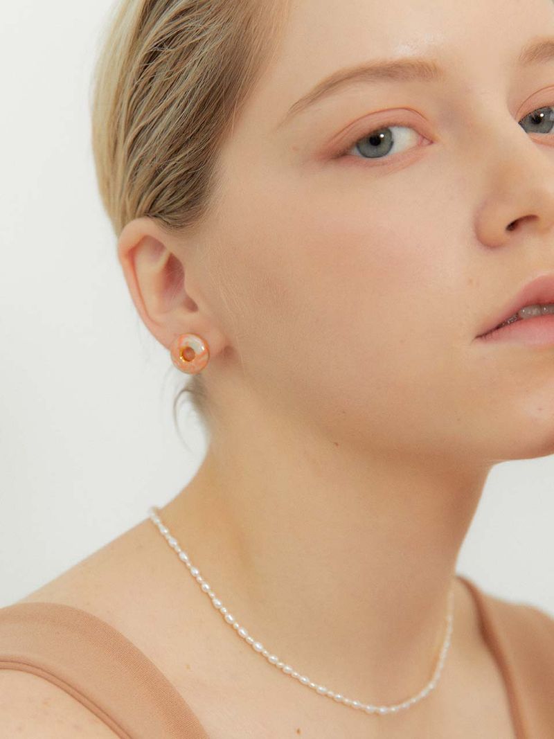 2021 Pantone Doughnut Marbling earring (OR)