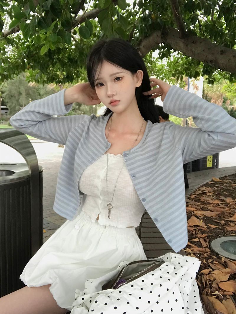 BEIDELLI（ベイデリー）の「[MADE] Ghibli, striped cropped cardigan（Tops）」