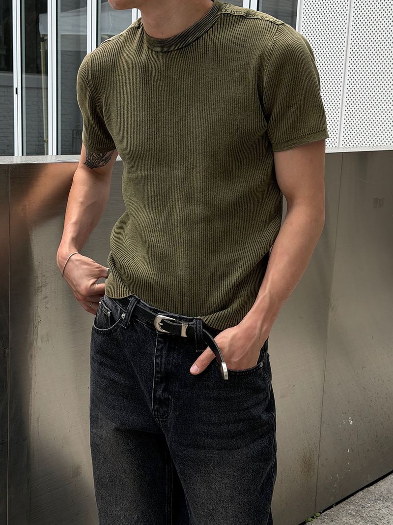 LAURANT（ロラン）の「Vintage pigment half knit(2color)（Tops）」