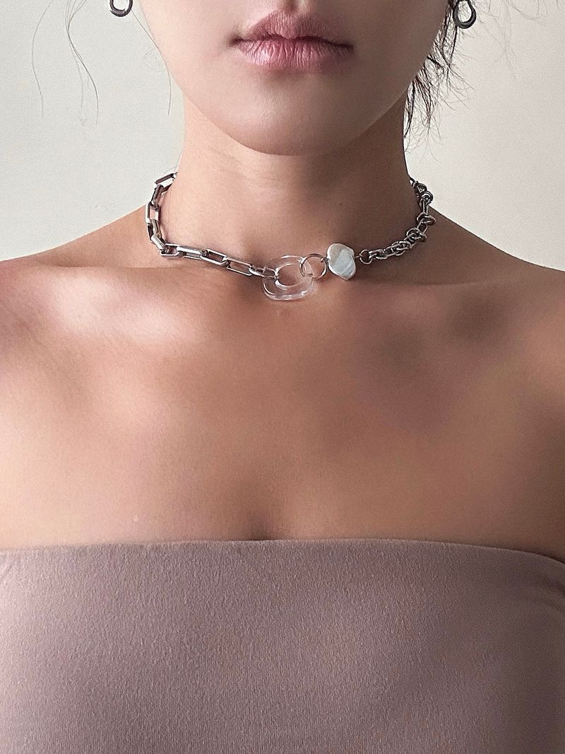 pearl two chain necklace (white) 