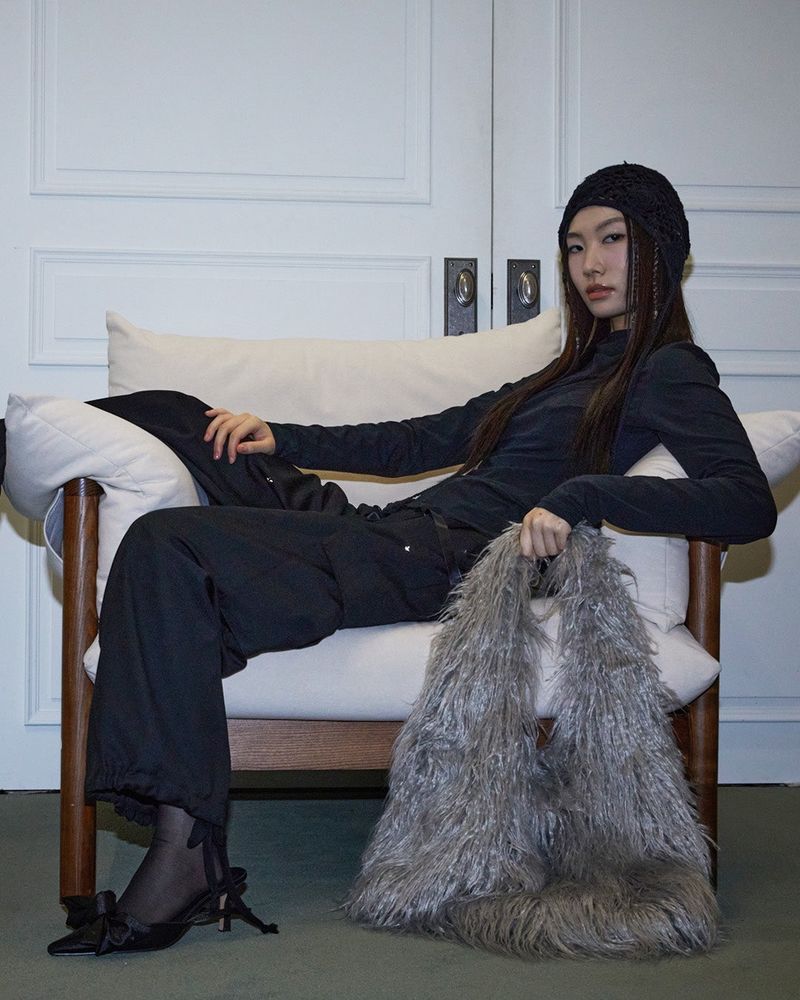 Fazed(フェイズド)の「フラッフィーファーバッグ/グレー、ミント、ホワイト(バッグ)」