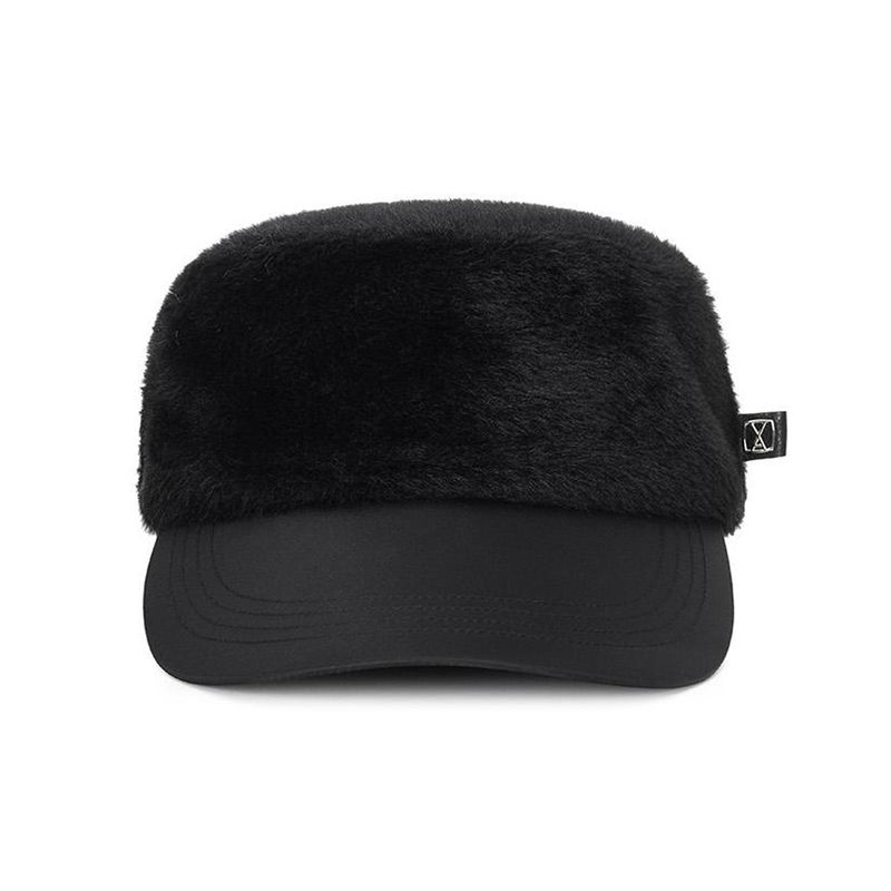 VA Square Fly Label Fur Bellboy Cap / Black
