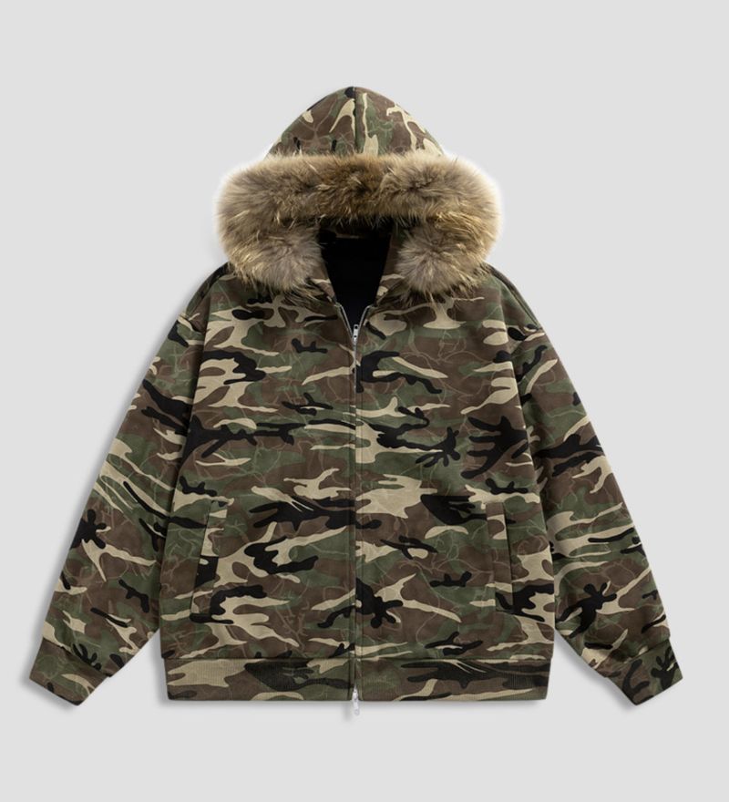 Kitsune Camo Hooded Zip-Up Jumper