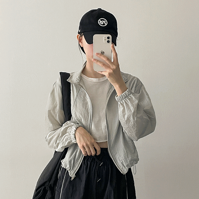 hijjoo（ハイチュー）の「Windbreaker String Zip-Up Windbreaker（Jackets/Outerwear）」