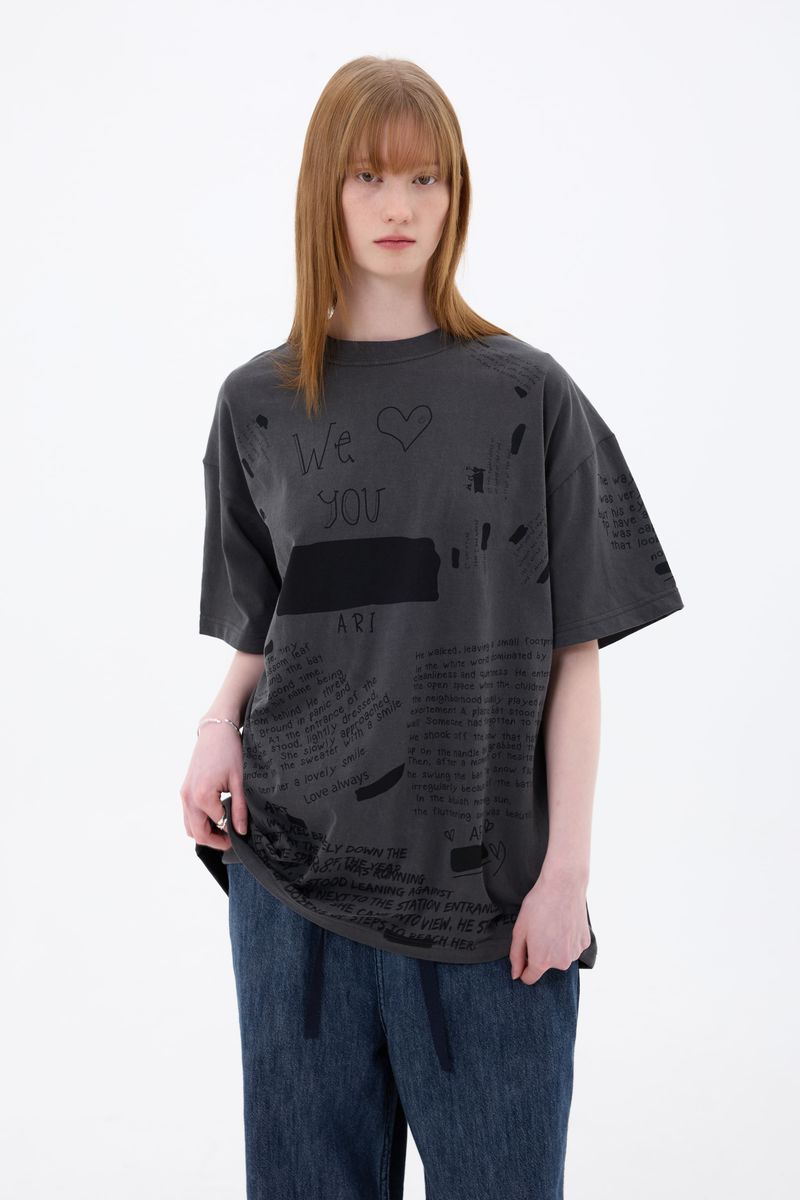 SCRIBBLE T-SHIRT / CHARCOAL