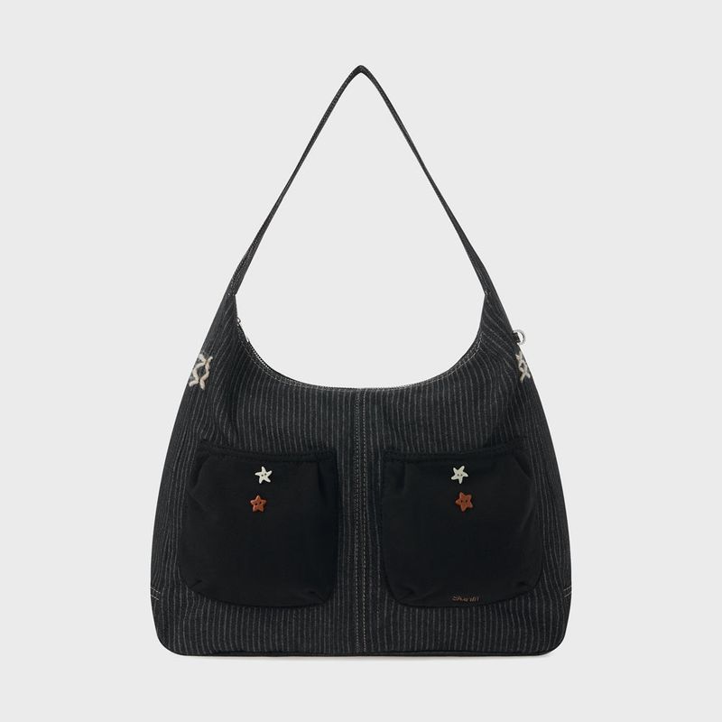 Denim Hobo Bag (Black)