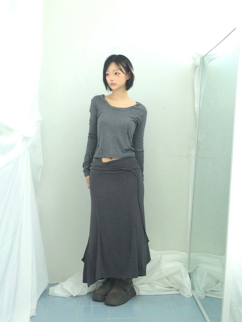 double-strap draped long dress