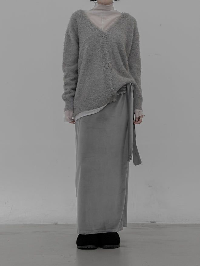 Velour Knot Maxi Long Skirt