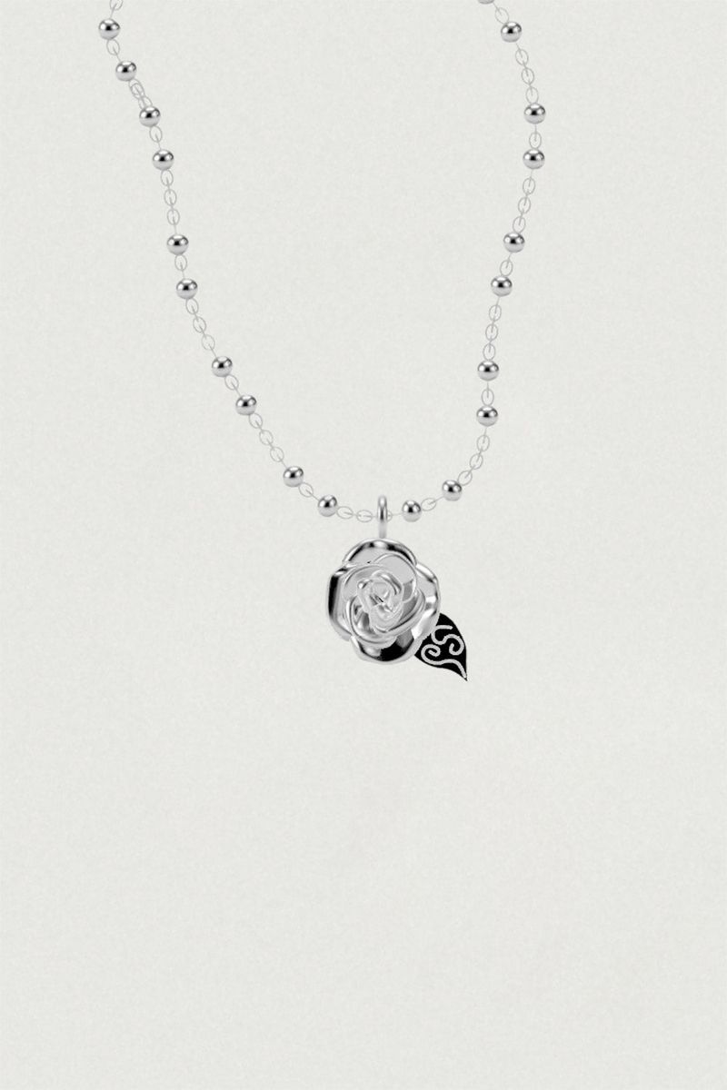 [925SILVER] PURE ROSE PENDENT NECKLACE