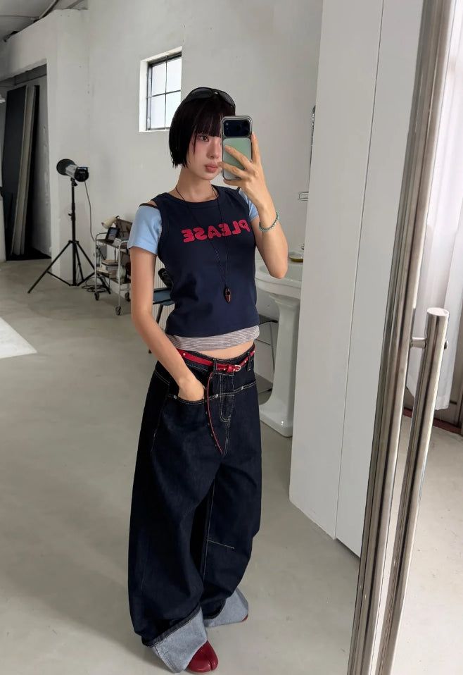 ROLL-UP WIDE DENIM