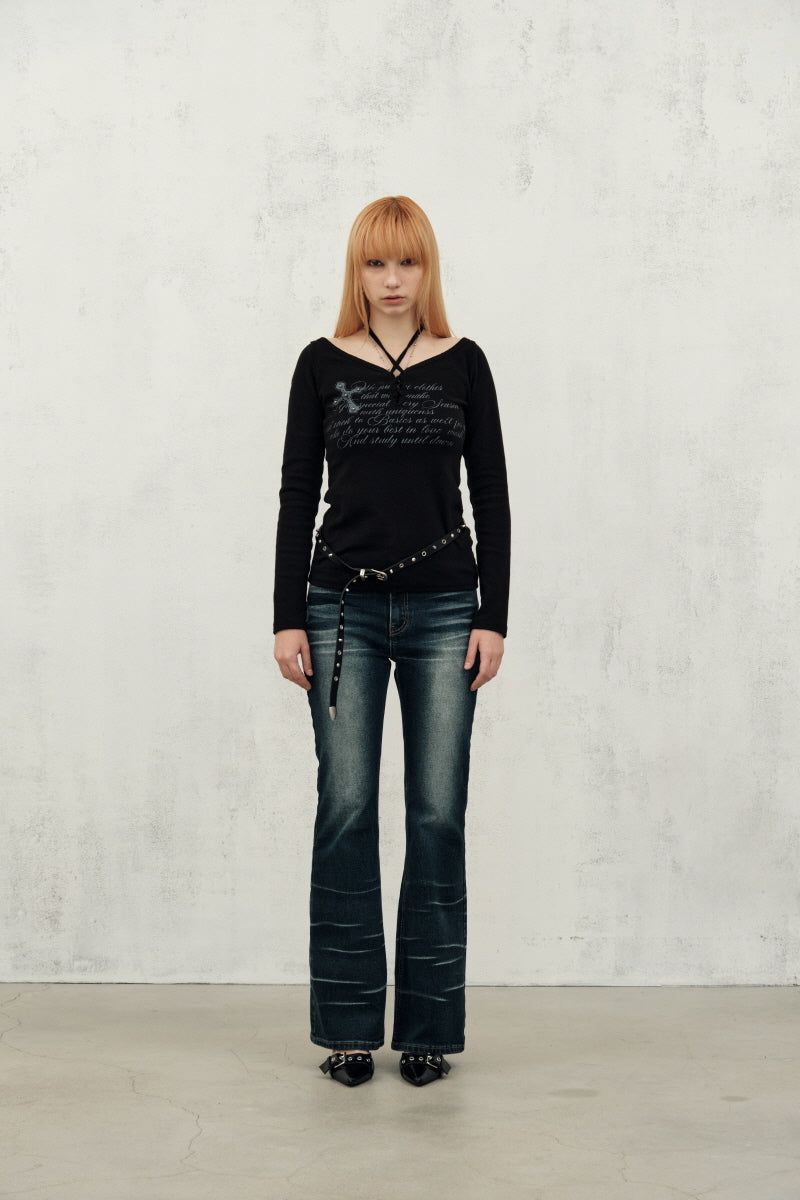 cross boots cut (blue)