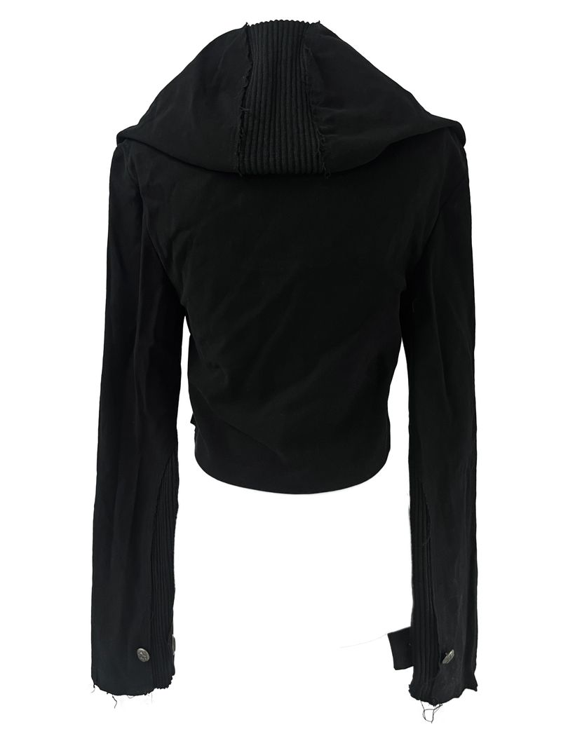 diagonal button color block jacket