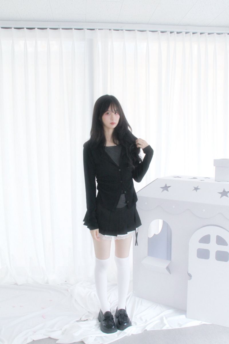 frill lace mini skirt 2color