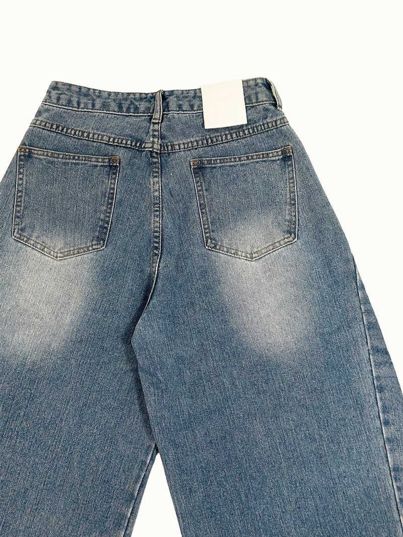 Romine side pin tuck brushed denim wide pants