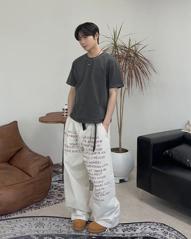 Karud lettering cotton pants