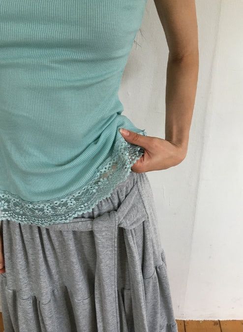 Yoka Lace Ribbed Layered String Sleeveless