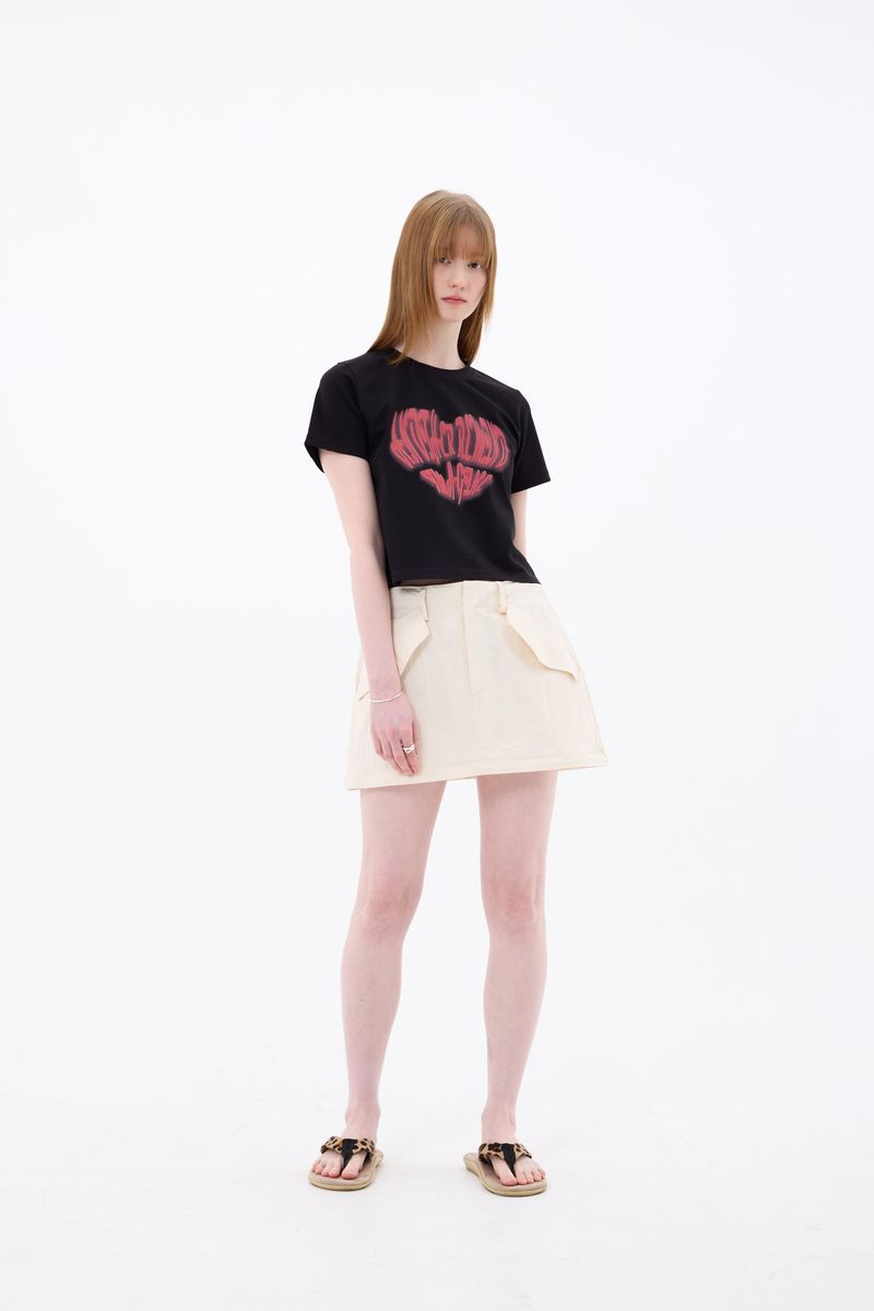 DOUBLE CUT CAGO SKIRT / IVORY