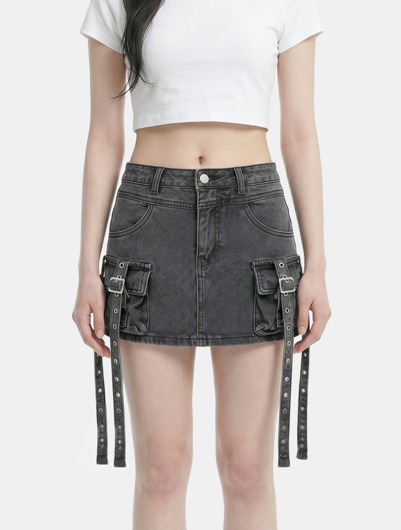 Luma Strap Denim Skirt