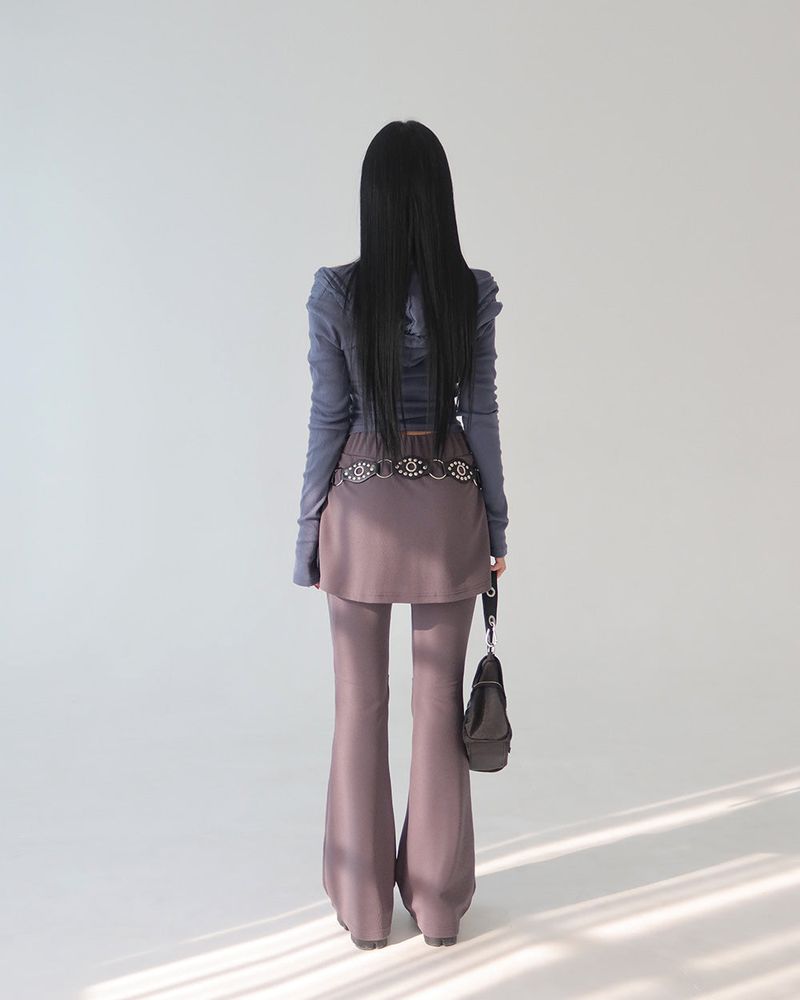 Crew Shirring Skirt Layered Bootcut Pants