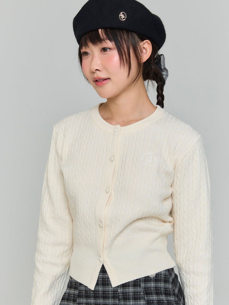 EMBROIDERED TWIST CARDIGAN - IVORY