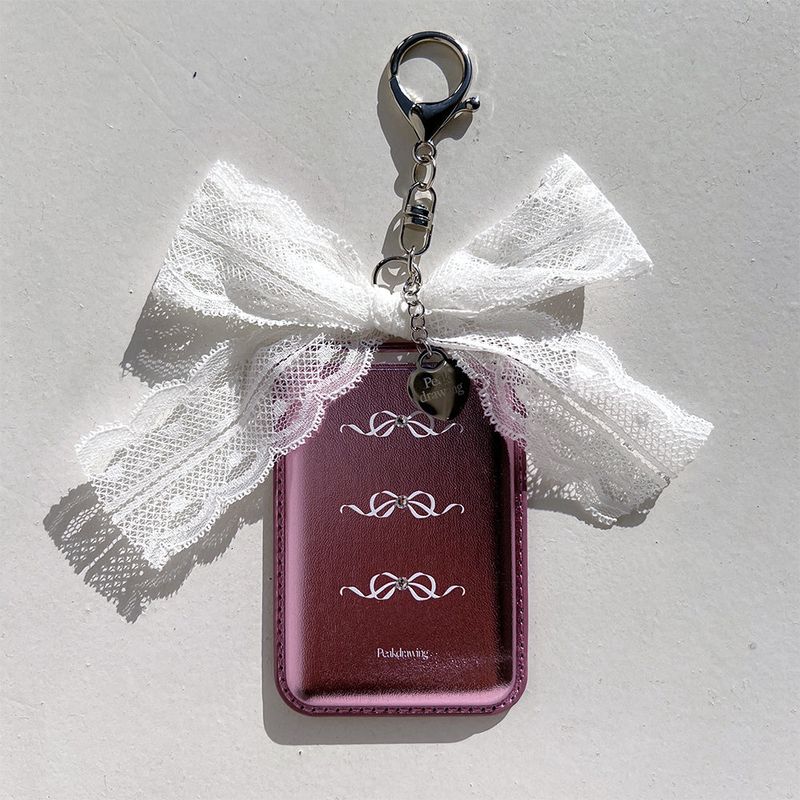 Crystal ribbon pink silver magsafe card slot (card slot)