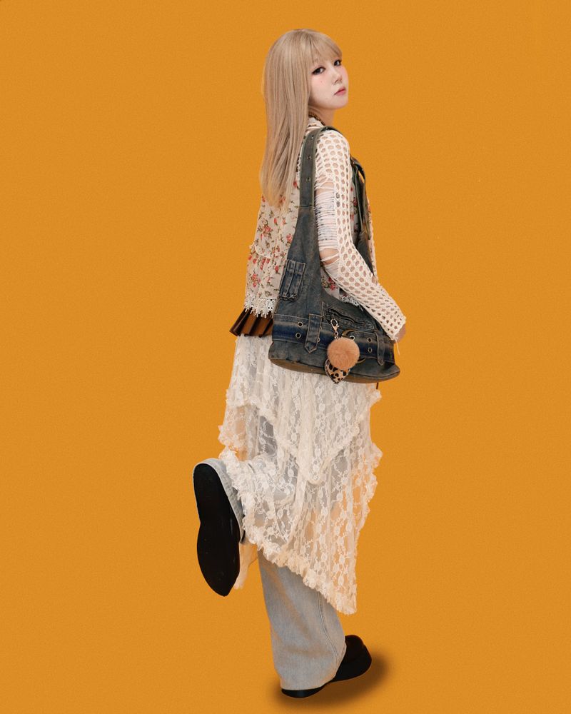 big belt denim cross bag