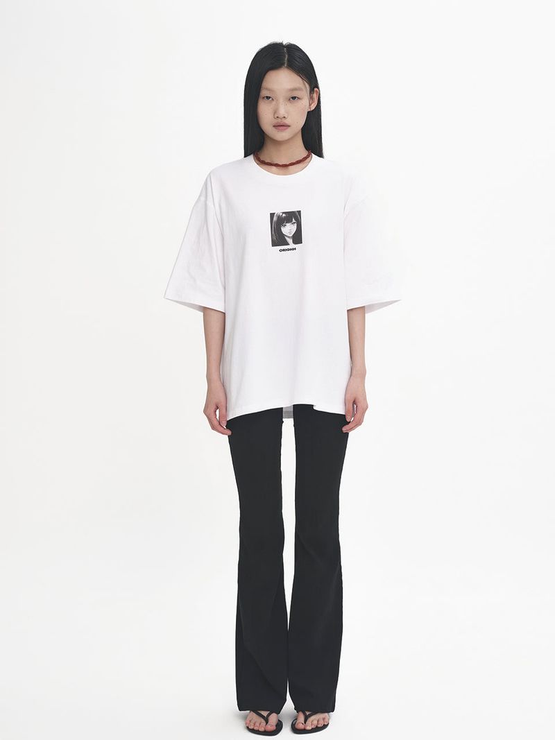 ORIGHH ガールオーバーサイズクロップ半袖Tシャツ_ショートヘアーガール