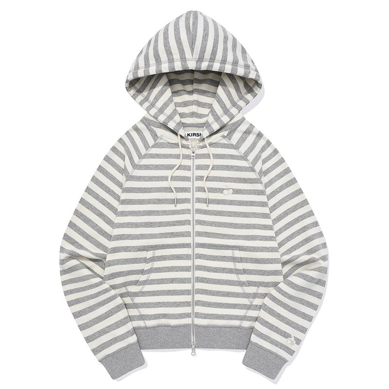 STRIPE HOODIE ZIP UP [OAT MEAL]