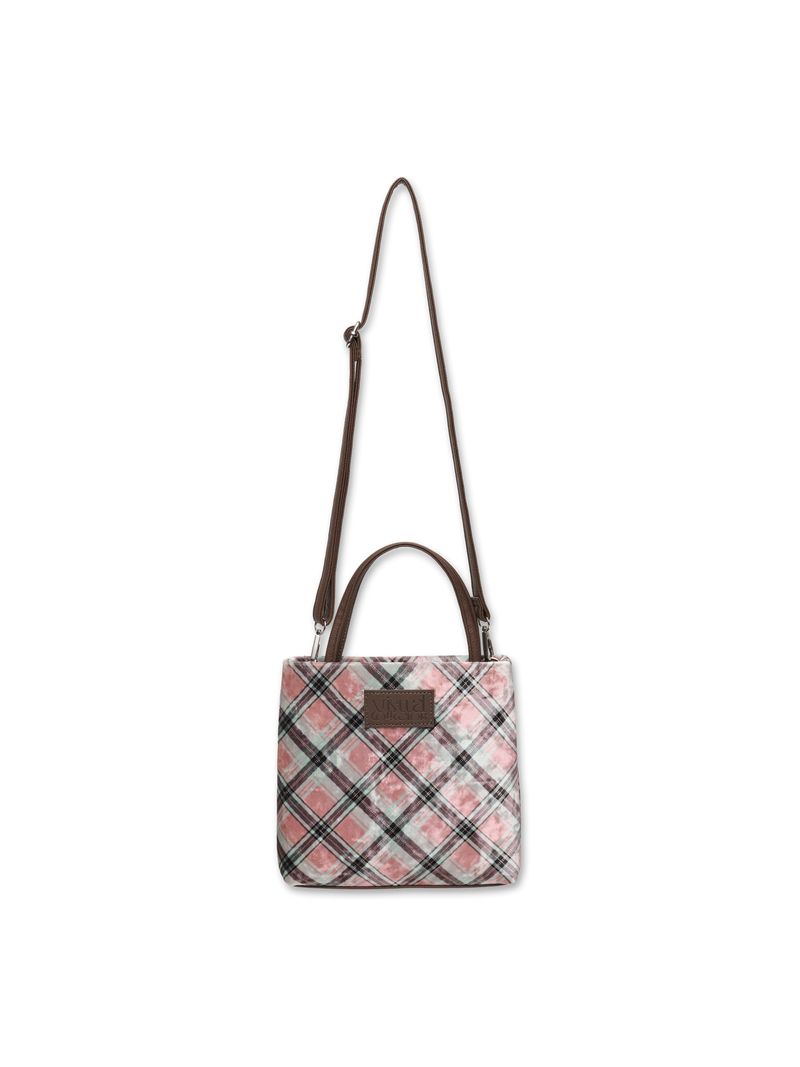 check mini velvet cross bag [pink]