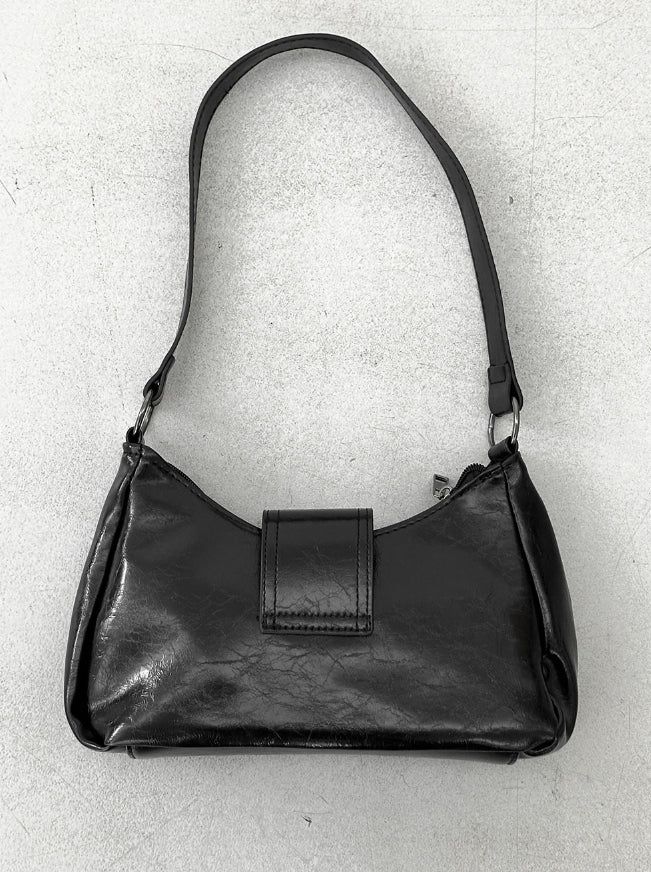 Buckle Leather Motor Shoulder Bag