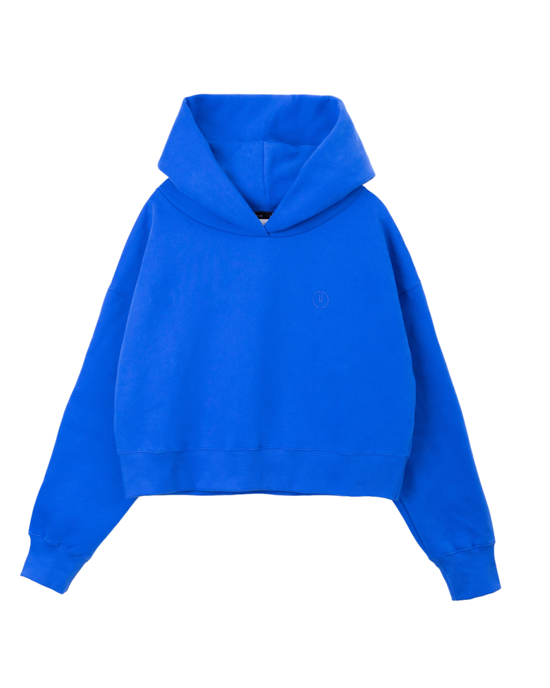 Emboss Cropped Hoodie-BEIGE