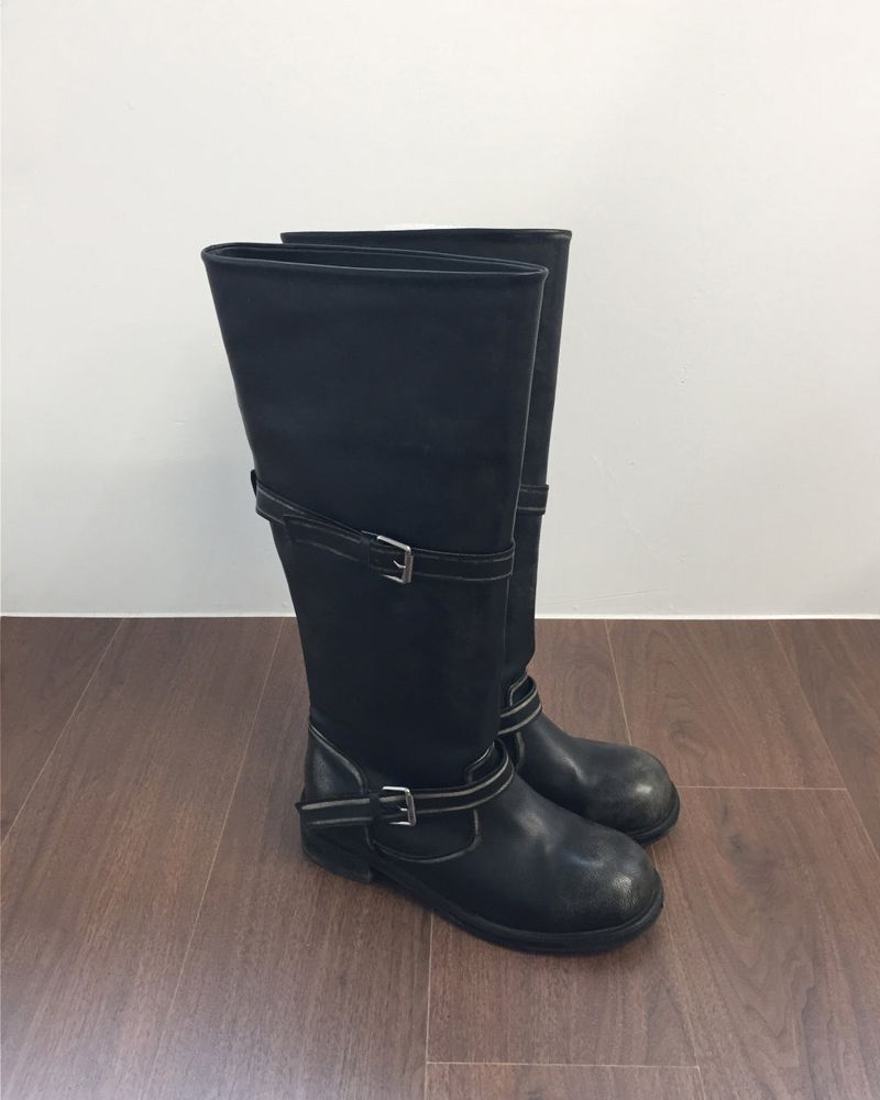 Biker buckle long boots (1color)