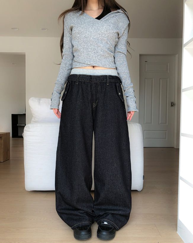 ULAN（ユレン）の「Onu Sagging Banding Layered Denim Pants（Pants）」