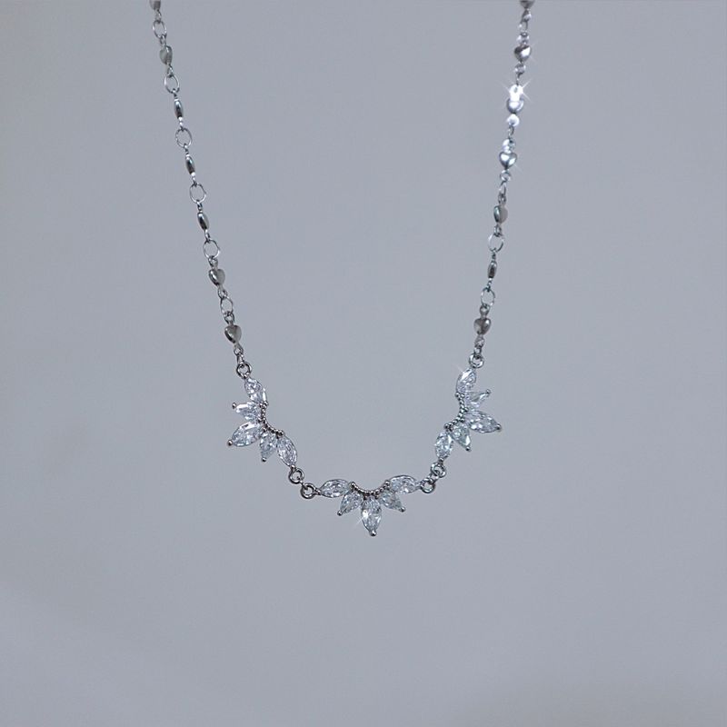 crystal crown heart chain necklace