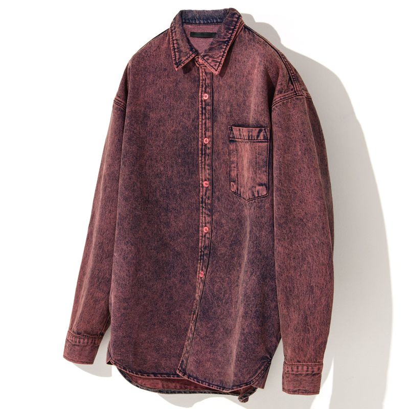 OVERSIZED WINE DENIM SHIRT
